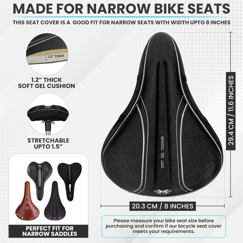 X WING Gel Padded Bike Seat Cover fits Peloton, Peloton Bike+, City, Road & Mountain, Bike Seat Cushion Comfort for Men and Women, Soft Bicycle Seat Cover with Cross-Stitch Velcro Straps - Image 2